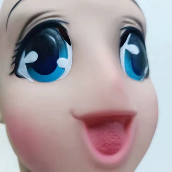 Sissy Anime Cosplay Mask Beauty Girl Latex Half Face Cartoon Character - Picture 4 of 5